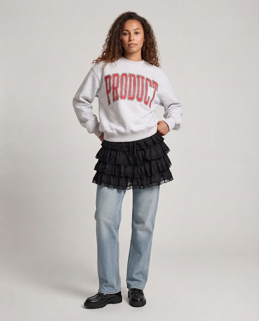 Ladies College Sweatshirt with oversized collegiate print and soft fleece Chichicherry