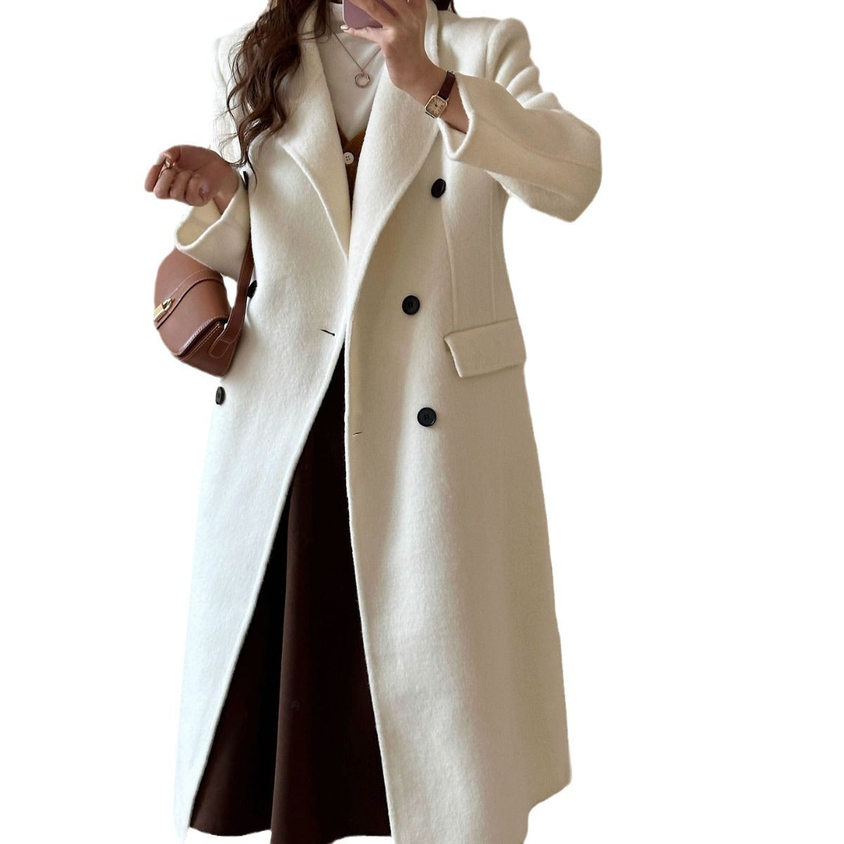Tailored women's coat made of double-sided wool fleece