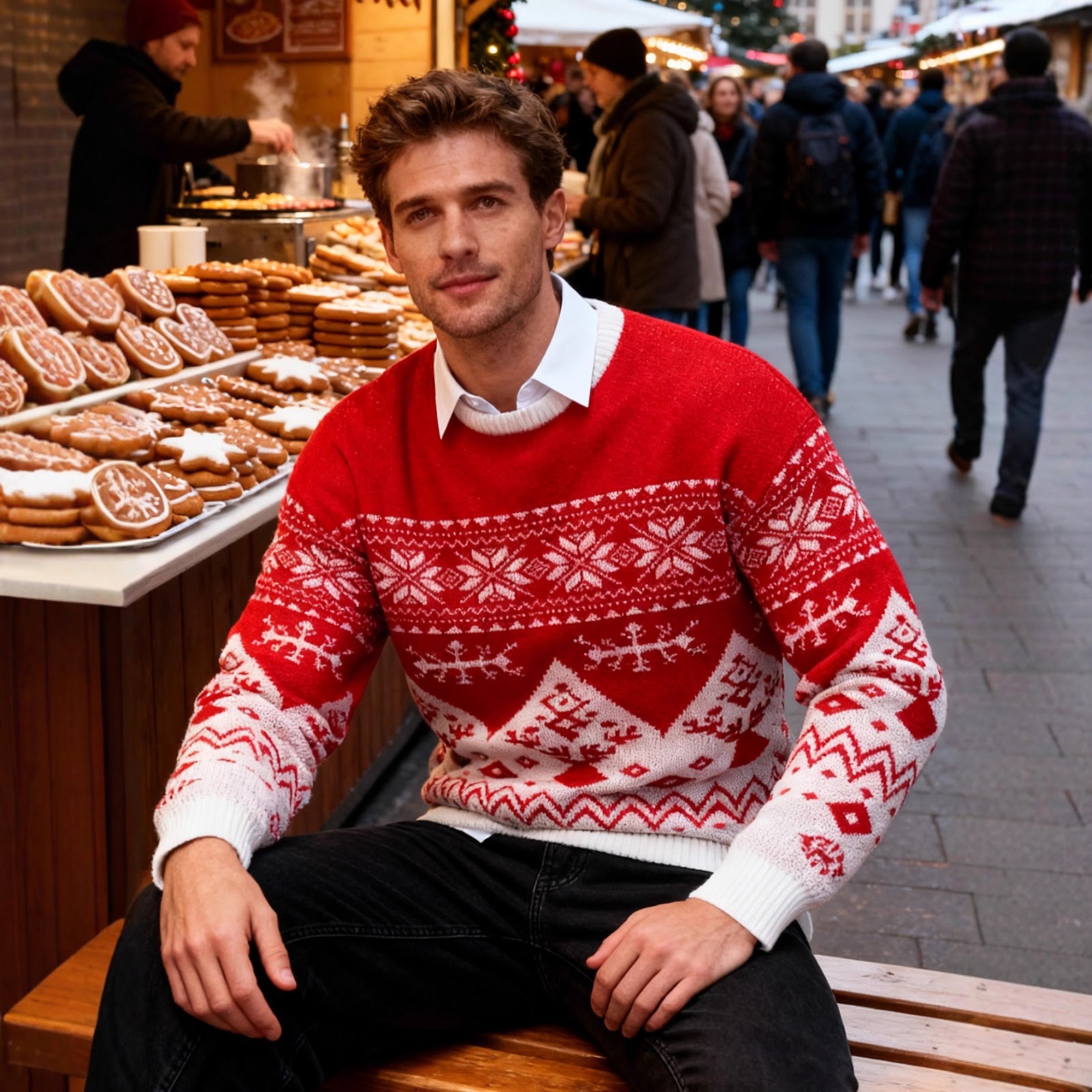 Jacquard knit pullover for couples