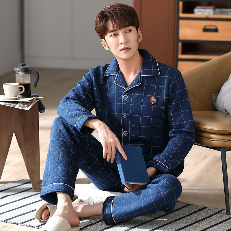 Padded men's pajama, 100% cotton, extra warm
