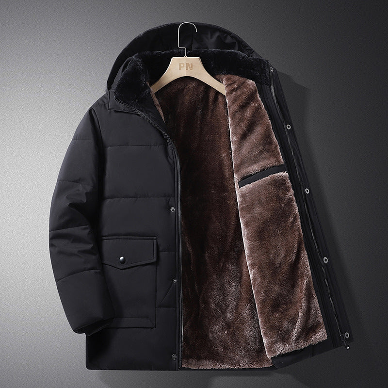 Padded winter jacket for men, detachable hood