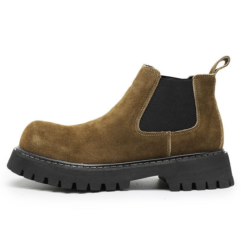 Men's Chelsea boots made of suede look, flat heel