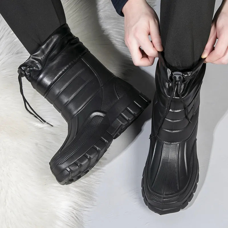 Men's winter boots, lined, slip-resistant, mid-height shaft