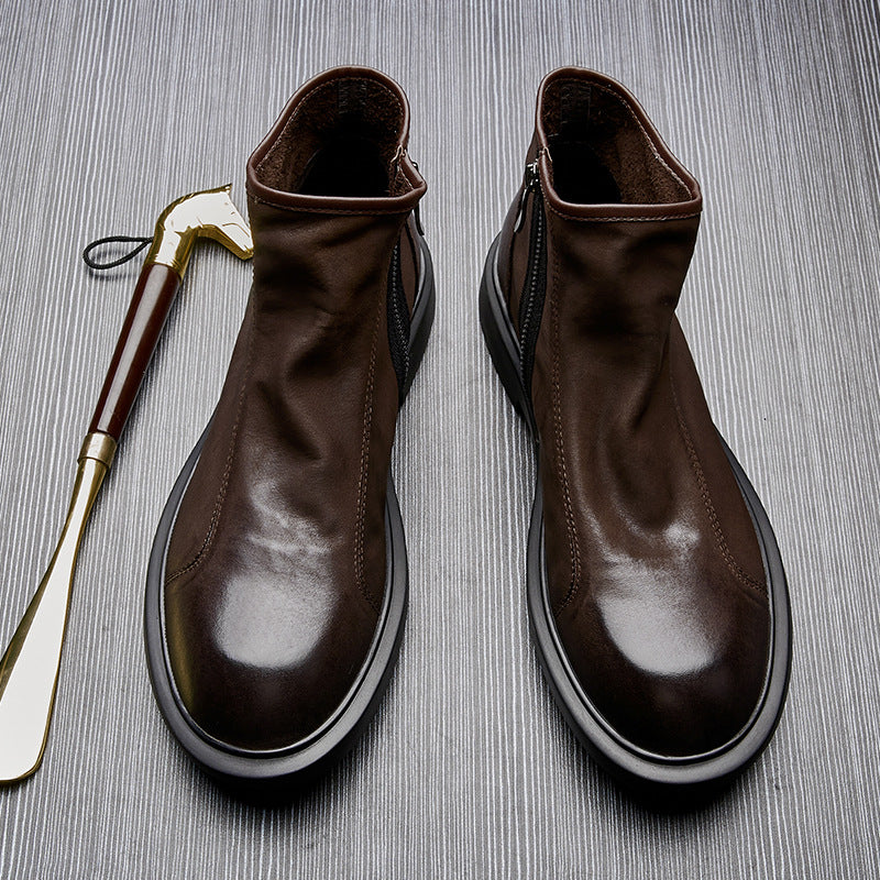 Men's Chelsea boots made of cowhide leather, flat heel