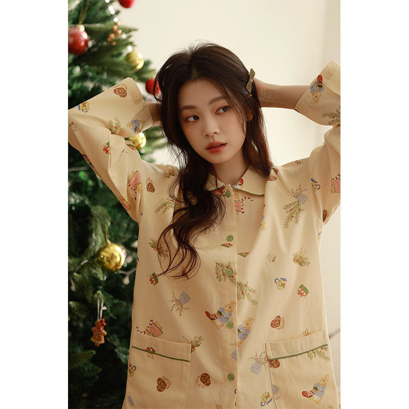 Women's loungewear, cotton, brushed, Christmas motif