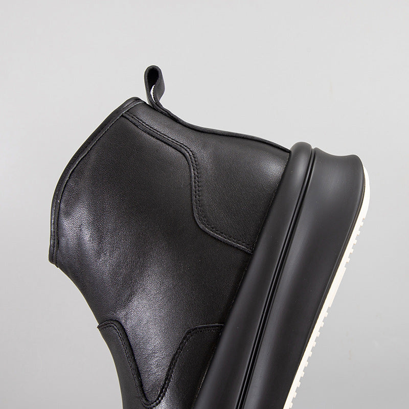 Men's Chelsea boots made of cowhide leather with platform sole