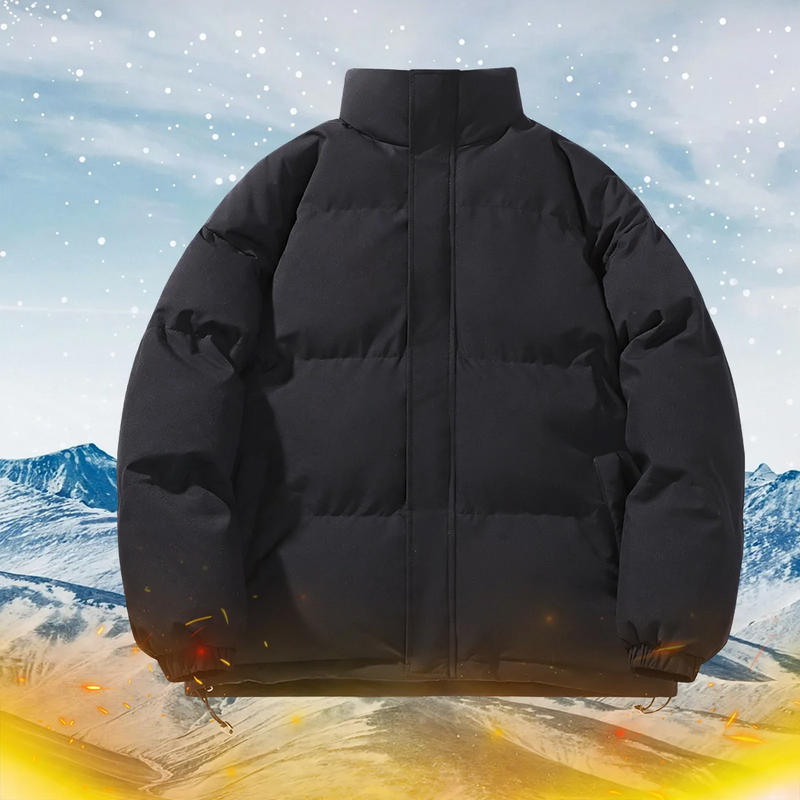 Men's quilted jacket, reversible, stand-up collar, loose fit