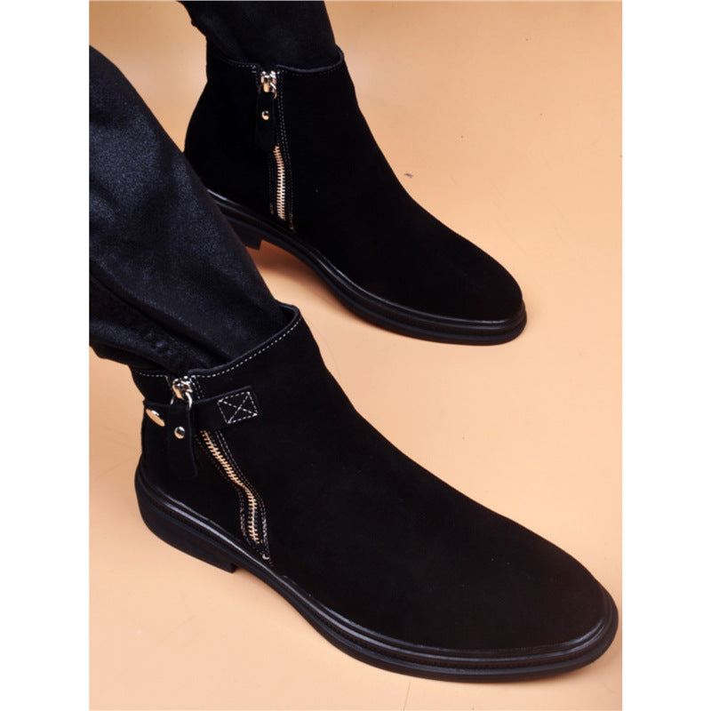 Men's leather boots, lined, in British style