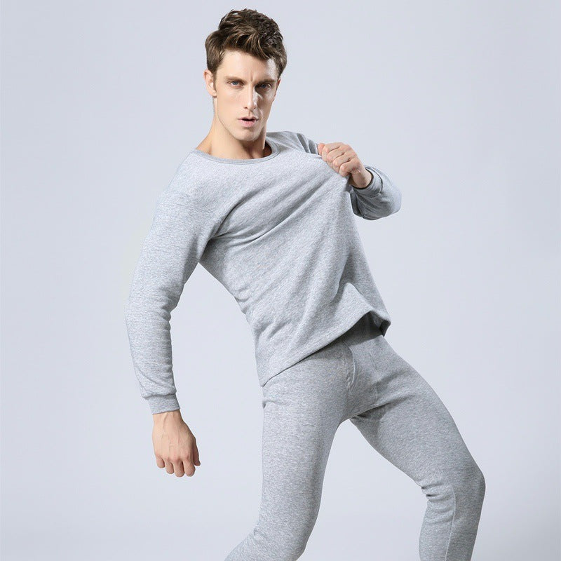 Men's thermal underwear set, padded, round neck
