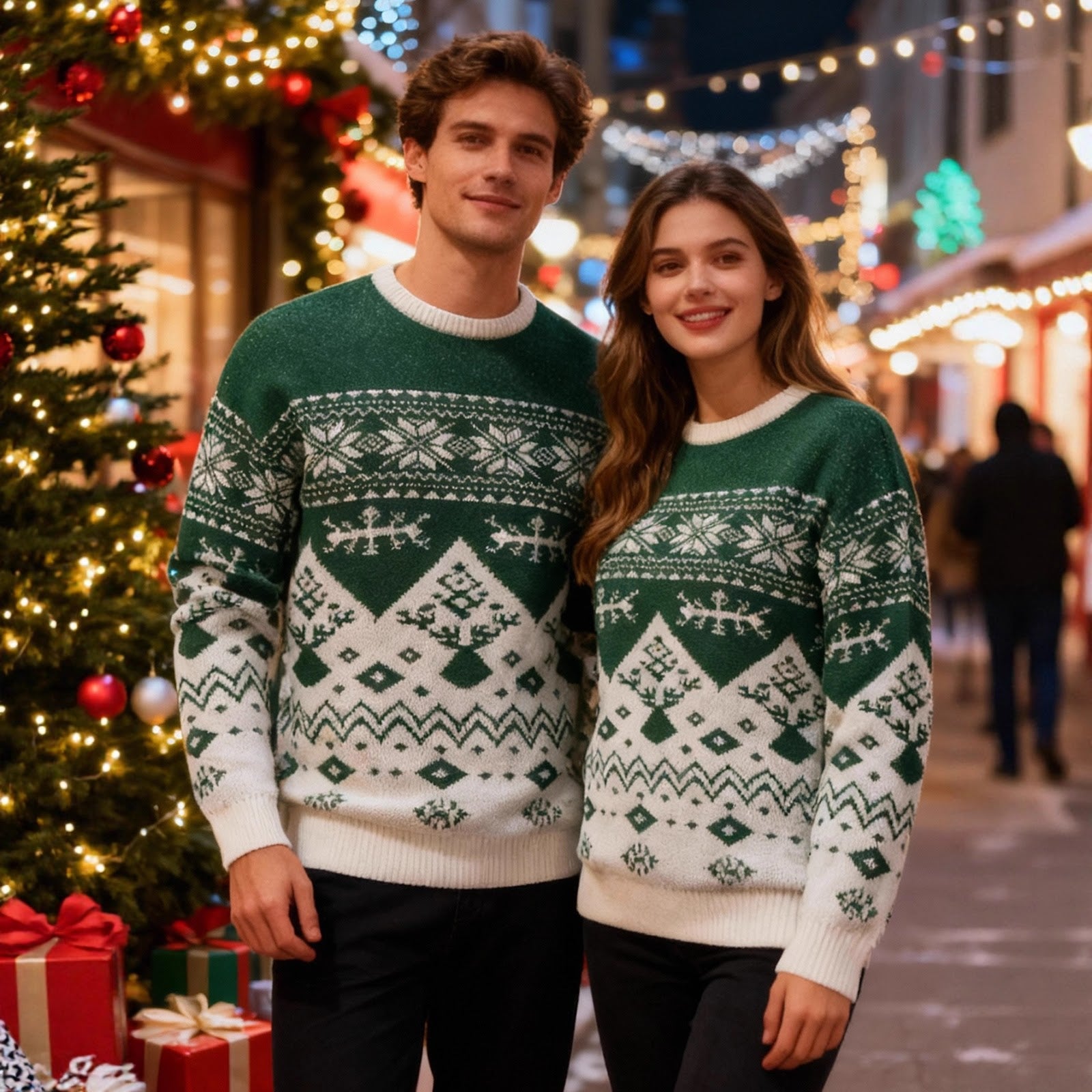 Jacquard knit pullover for couples