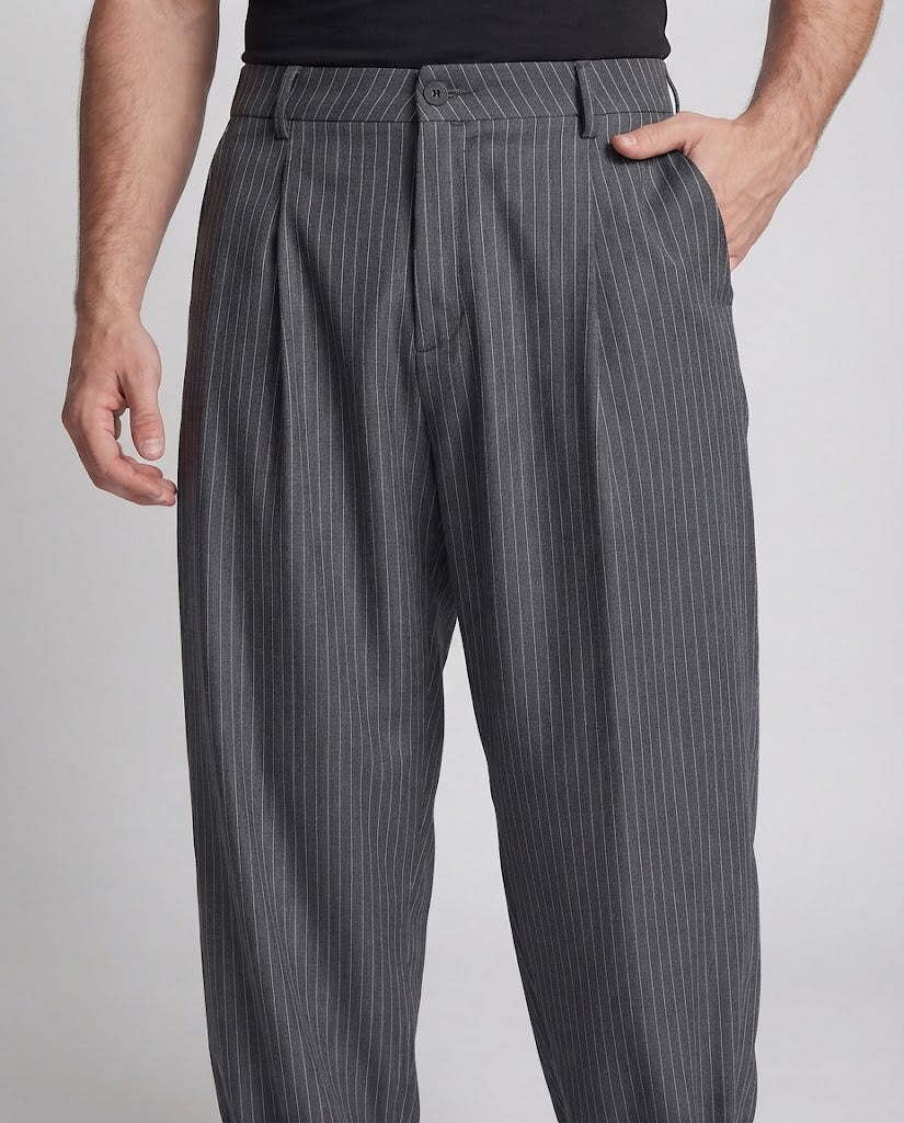 Men's pinstripe palazzo trousers with extra wide leg and high waist Chichicherry