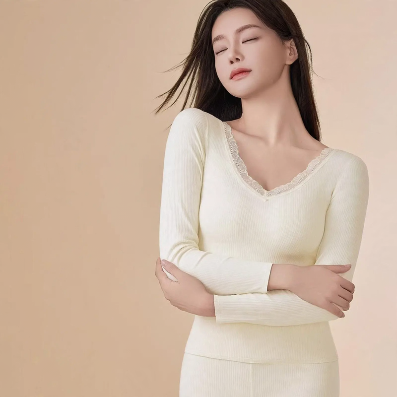 Women's Thermal Set, V-Neck, Elastic