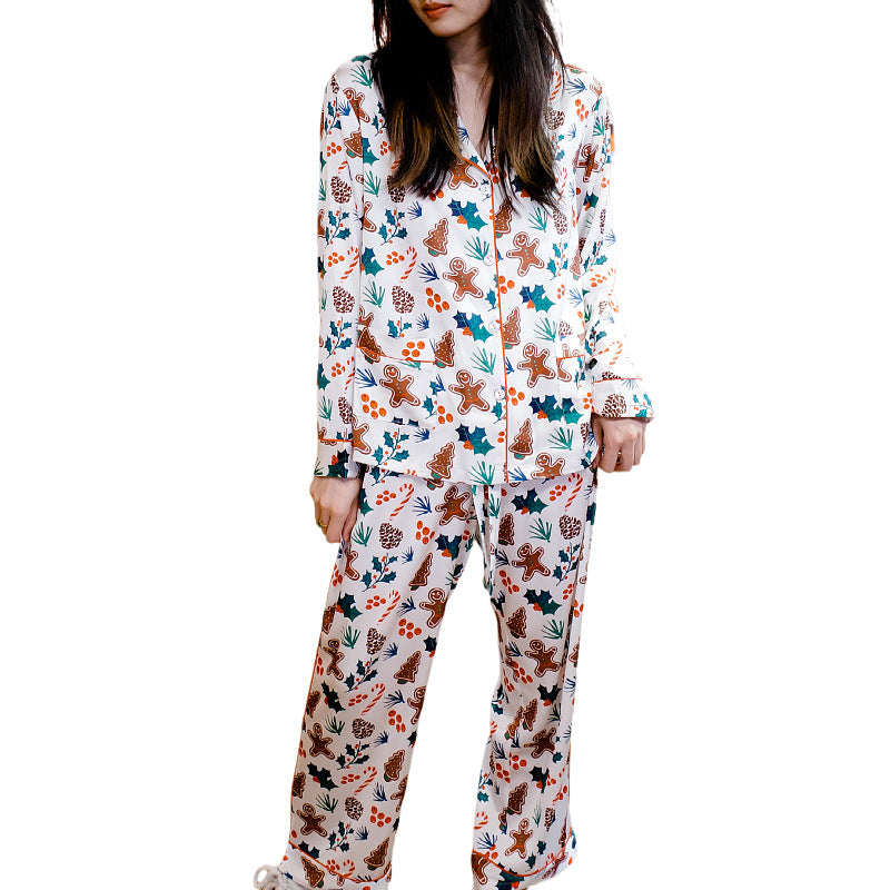 Women's Pajama Set, Silk Look, Long Sleeve, Christmas Design