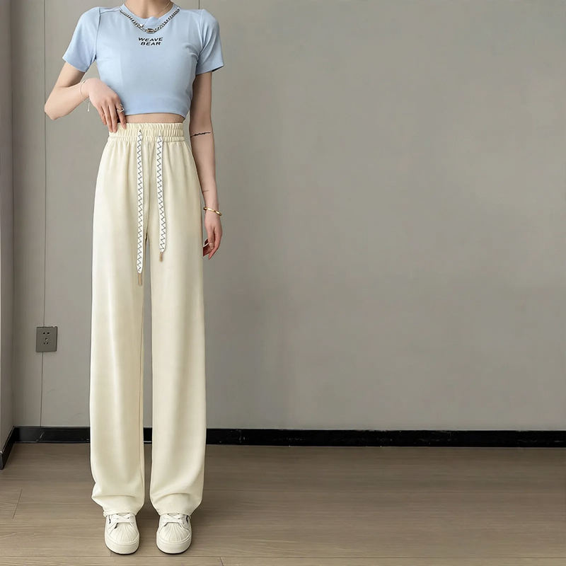 Kord-wide trousers with high waistband