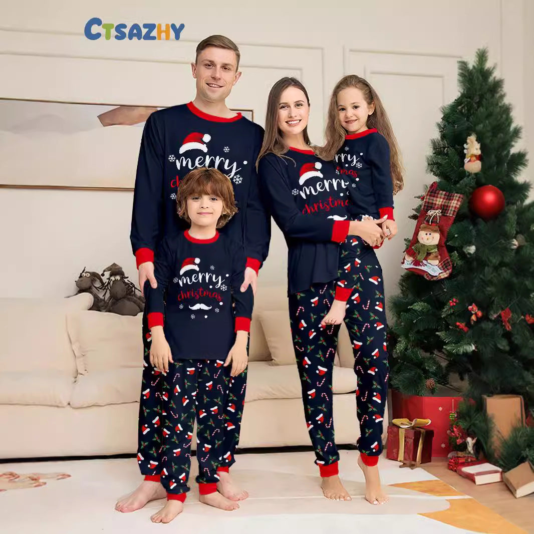 Christmas Family Pajamas, Set with Christmas Motifs