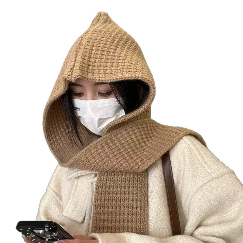 Hooded scarf combination, knit set