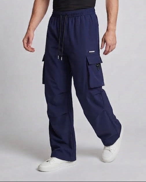 Men's Casual Cargo-Baggy Pants with Drawstring Waist, Multifunctional Pockets & Straight Leg Chichicherry