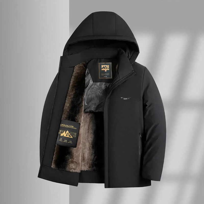 Padded men's winter jacket with removable collar