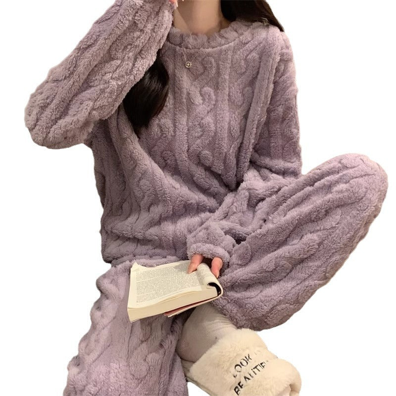 Fluffy Jacquard Loungewear Set for Couples