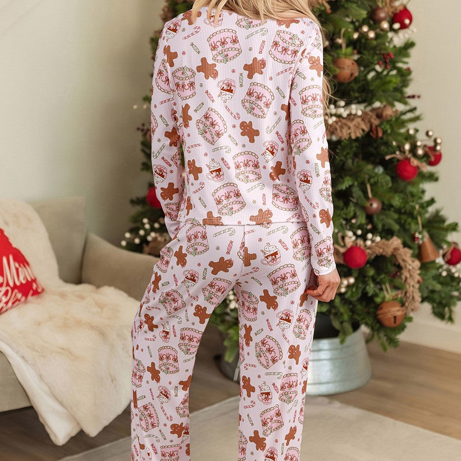 Women's house suit, long-sleeved, with Christmas print