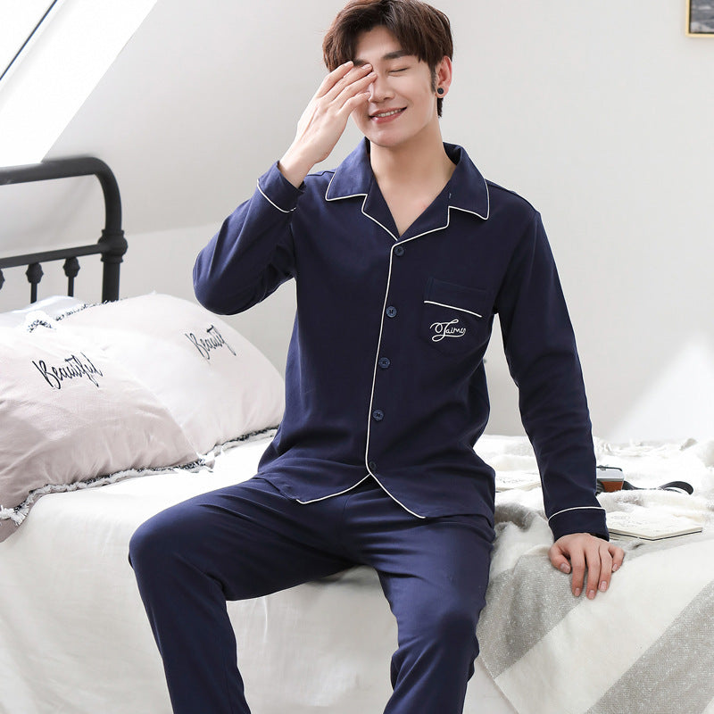 Men's house suit made of cotton, long-sleeved