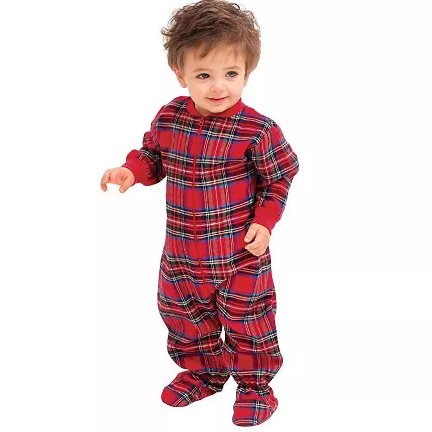 Christmas pajama set with reindeer motif and check pattern