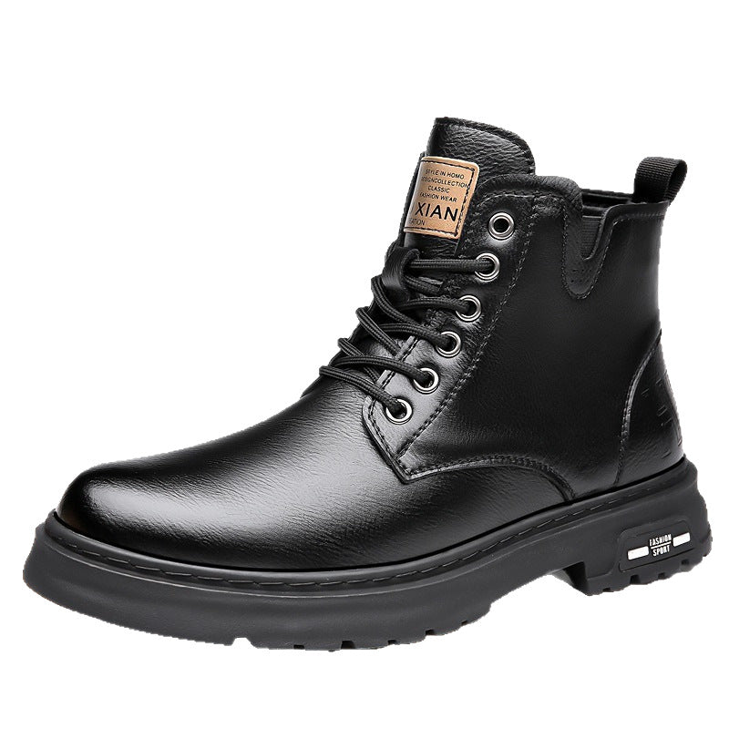 Men's vintage-style ankle boots, synthetic PU