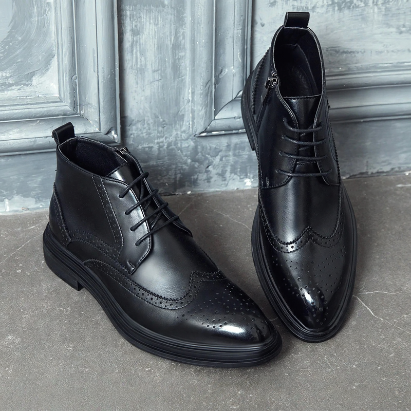 Men's Chelsea Boots in Brogue Style with Zipper