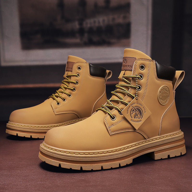 Men's boots, PU upper material, non-slip rubber sole