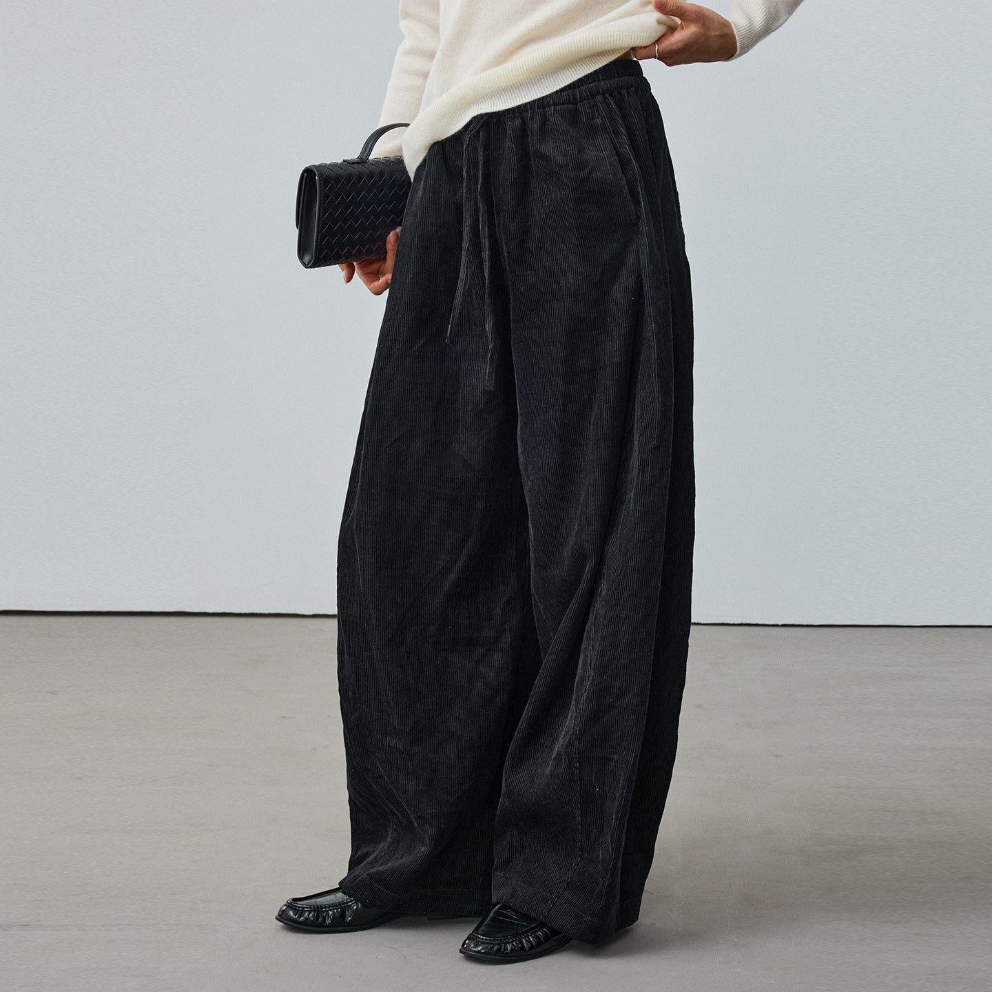 Warm cord pants made of ramie-cotton blend