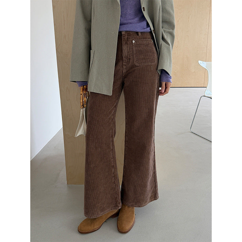 Ladies' corduroy pants with flares, 92353
