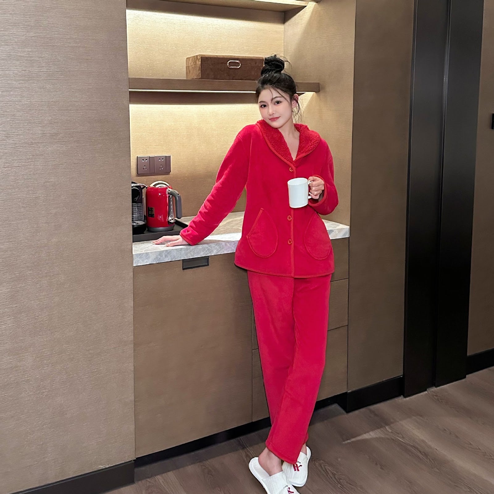 Ladies' Pajama Set made of flannel, warm and festive