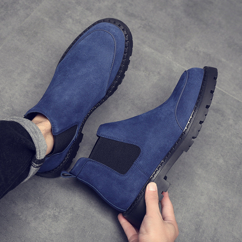 Men's Suede Ankle Boots, Lace-up Shoes with Platform