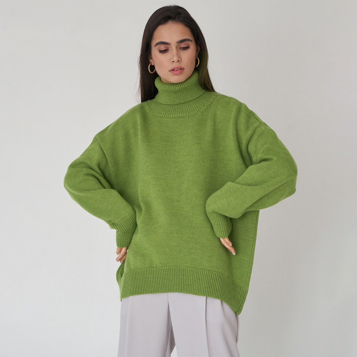 More elegant, loose women's turtleneck sweater