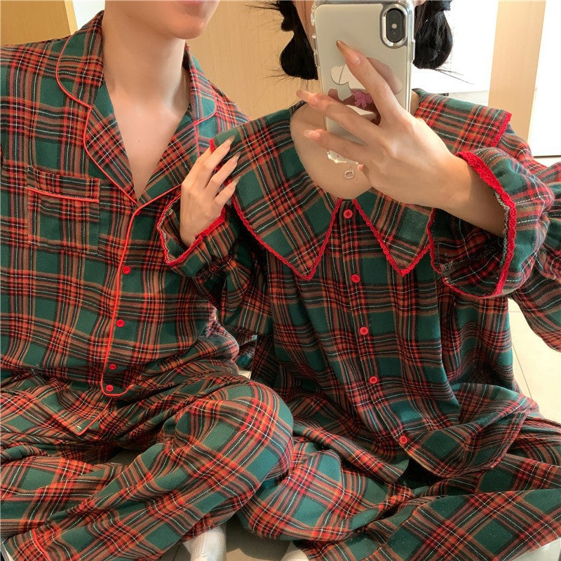 Pair-Pajama-Set, checked, brushed