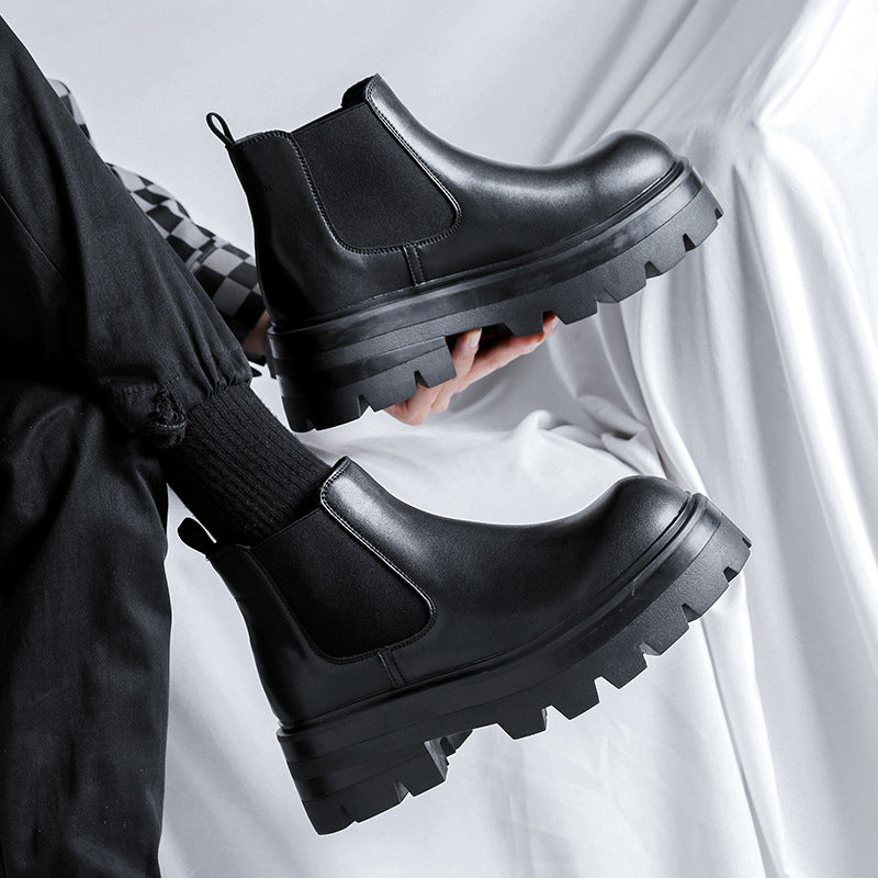 Men's Chelsea boots, platform, microfiber