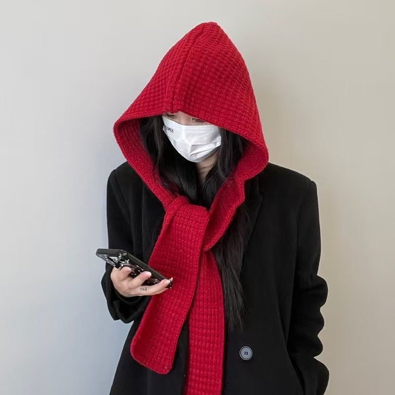 Hooded scarf combination, knit set