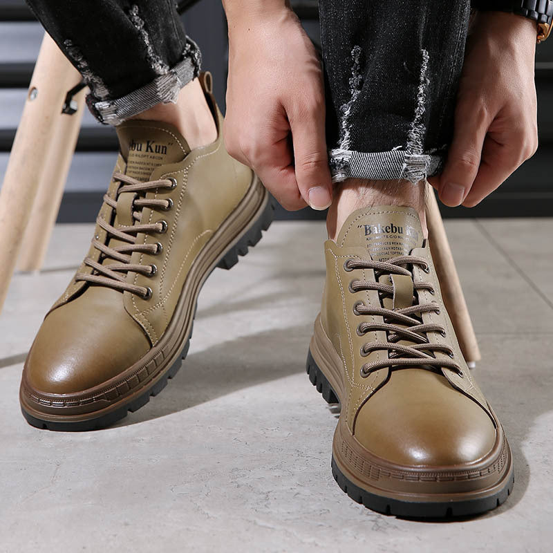 Men's Chelsea boots made of leather, slip-resistant, flat heel