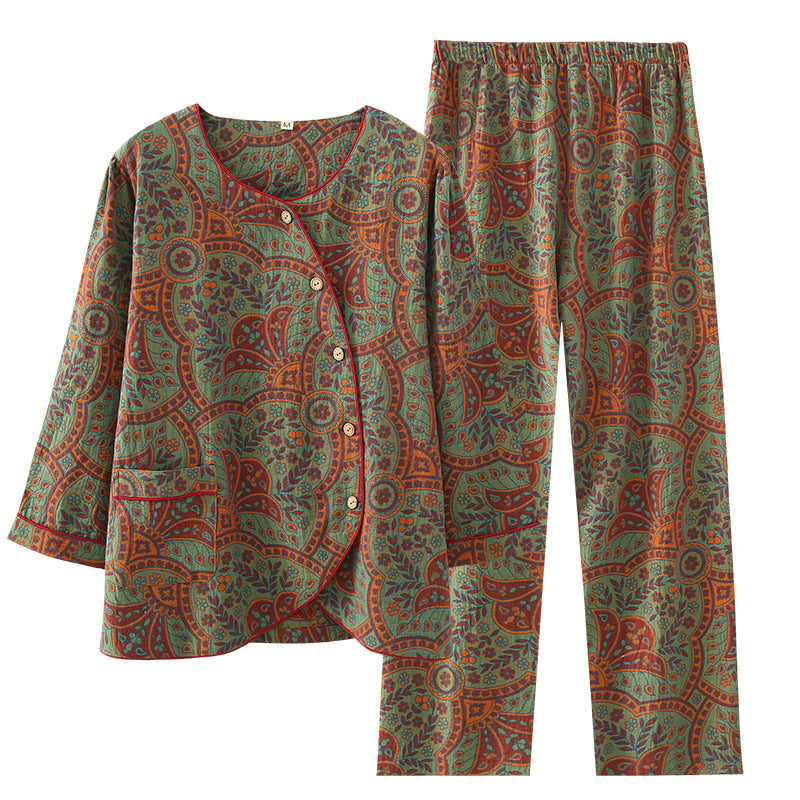Women's lounge suit made of cotton gauze, traditional style