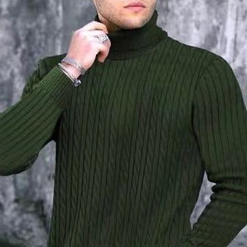 Men's turtleneck sweater, cable pattern, classic