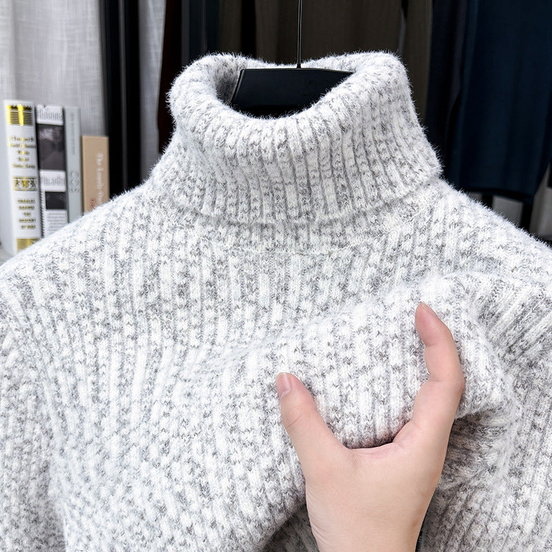 Men's turtleneck sweater with wool content and lining