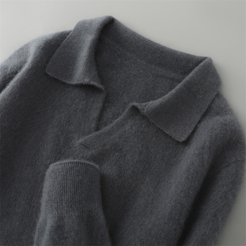 Men's wool sweater with collar, business casual