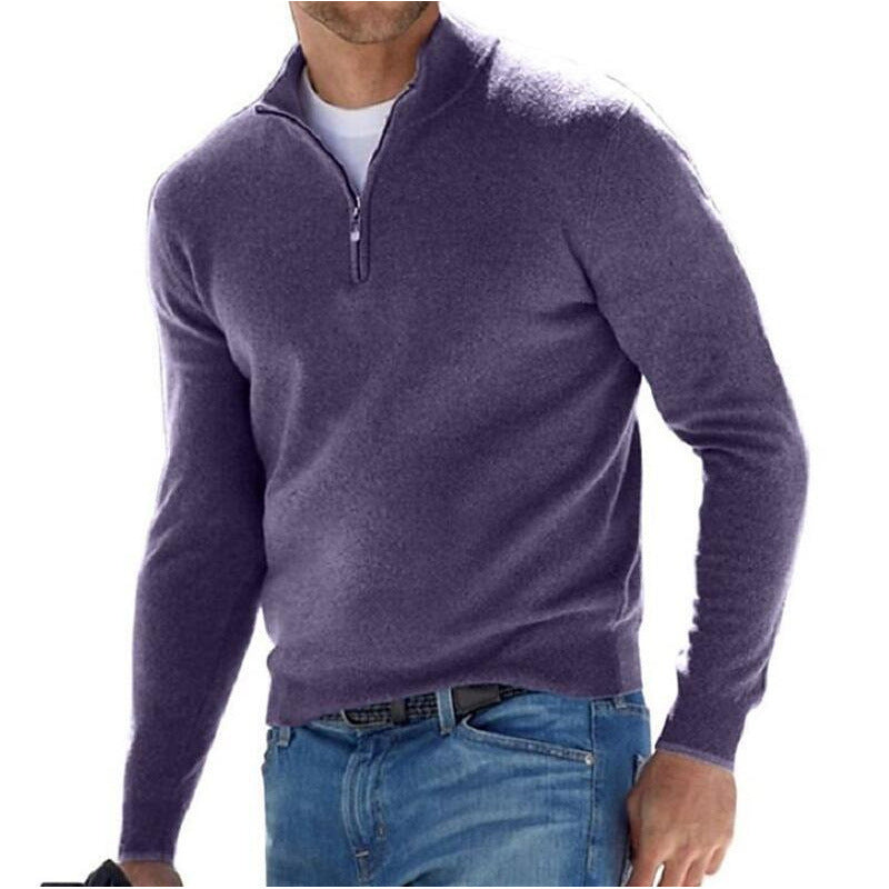 Men's Long Sleeve Cashmere Sweater, Simple Design