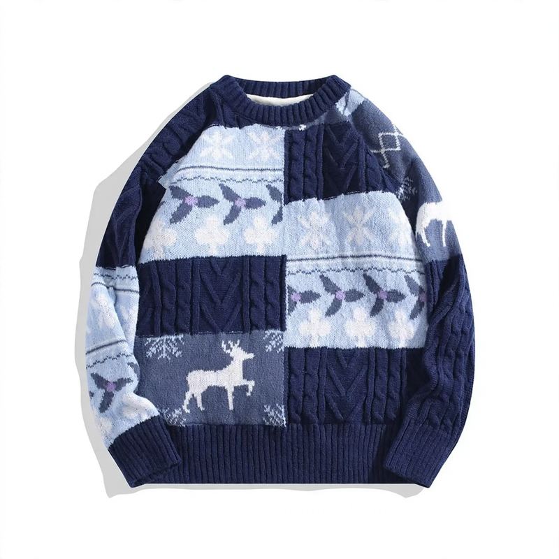 Padded knit sweater in Japanese retro style