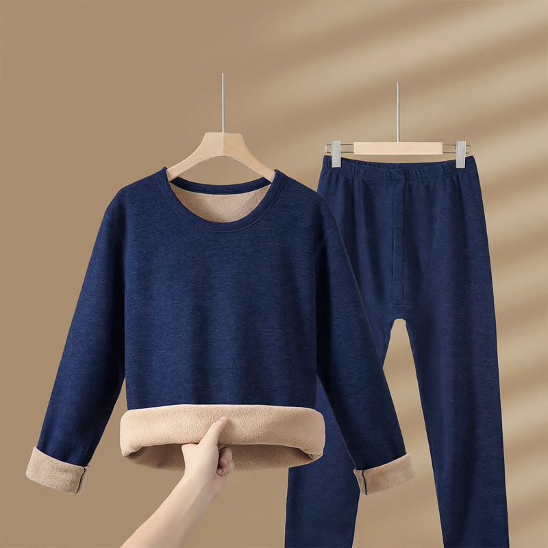 Thermal underwear set with lamb fleece lining
