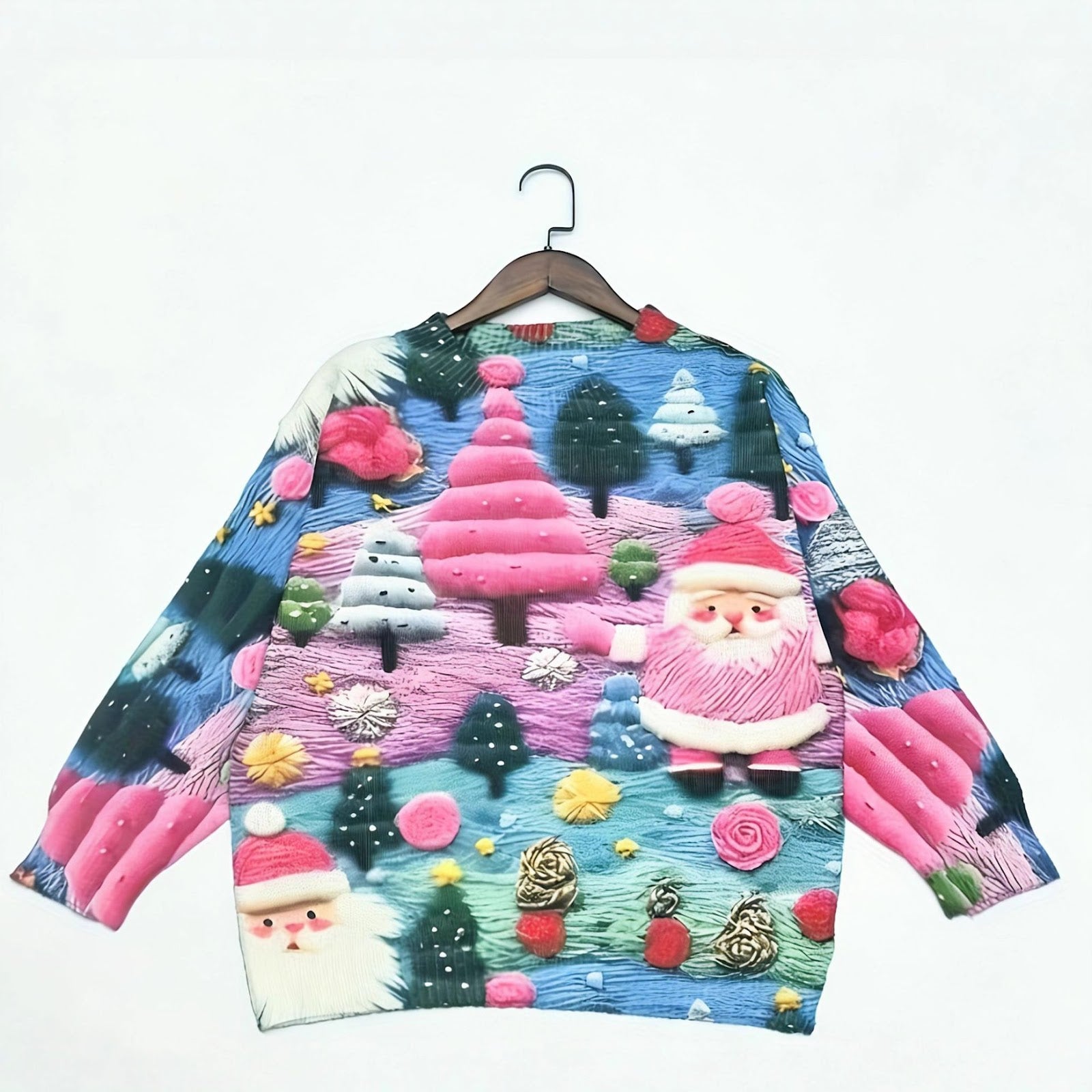 Women's Christmas sweater with 3D Santa Claus print