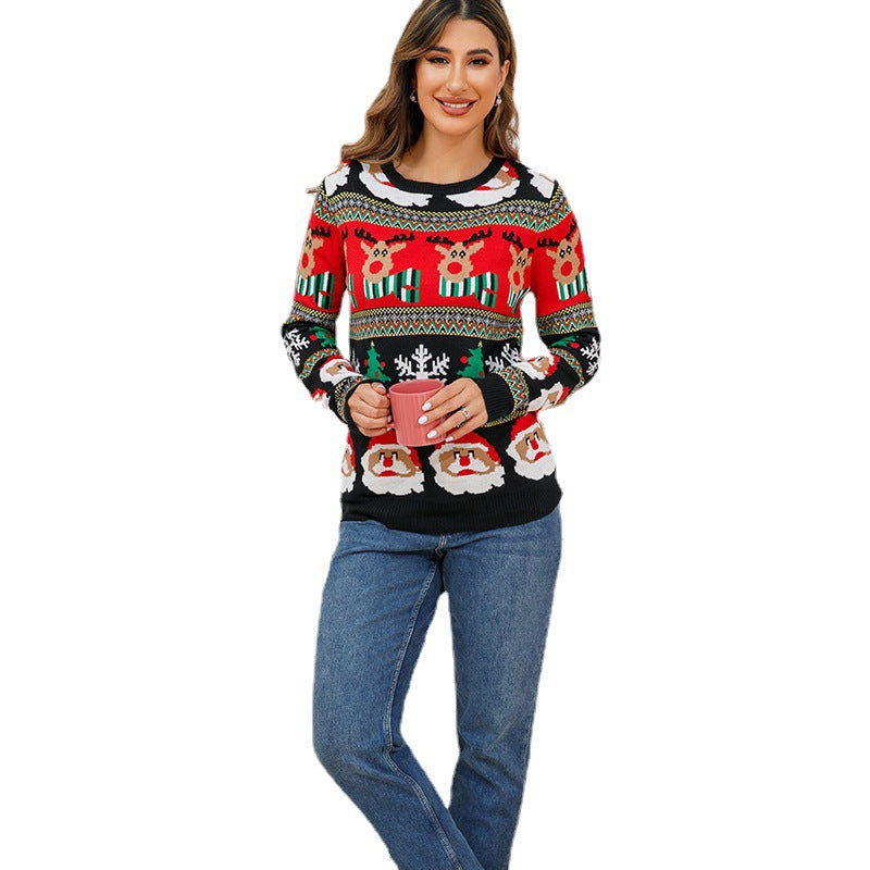 Women's knit sweater with Christmas motif