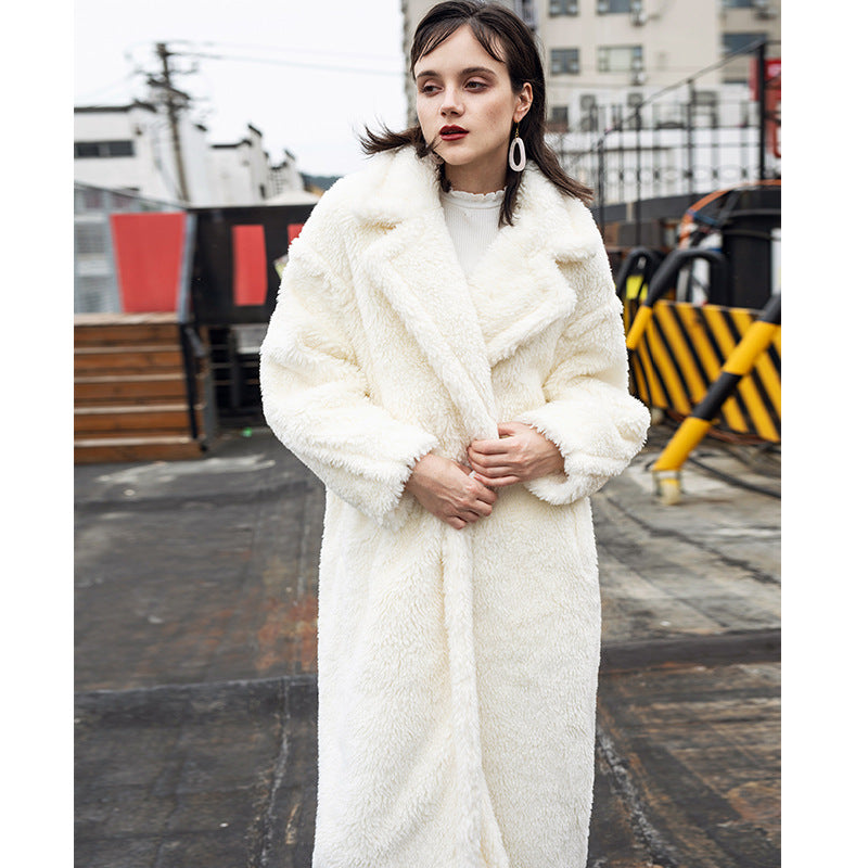 Long Teddy Coat, white, women