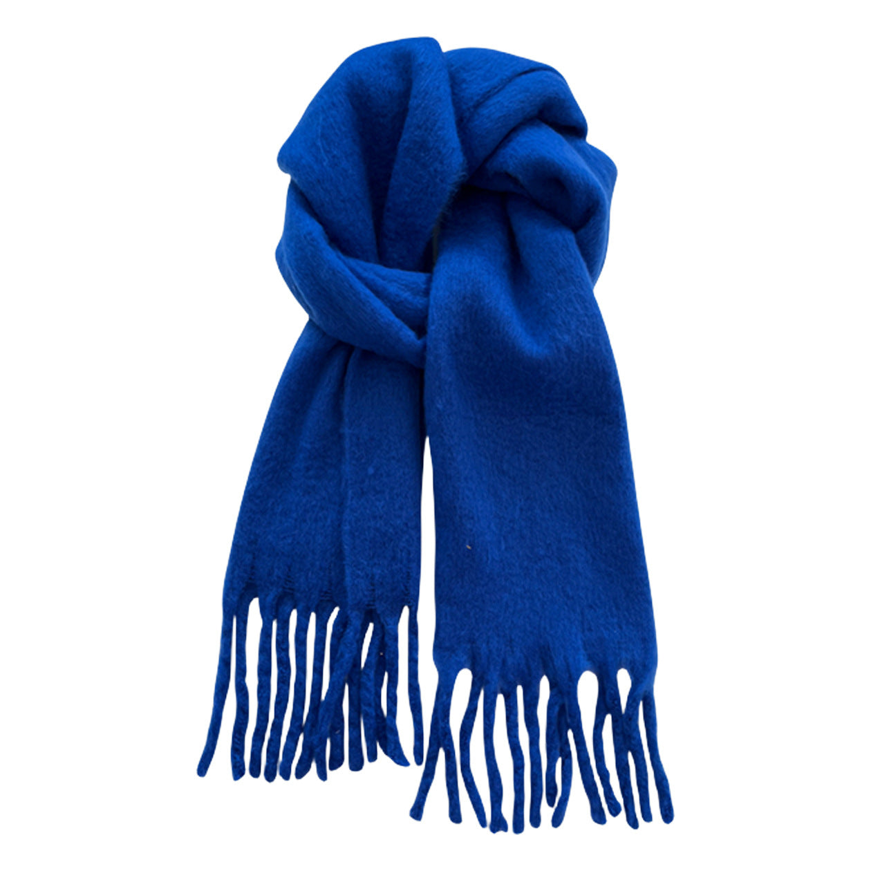 Thick knit scarf with fringe