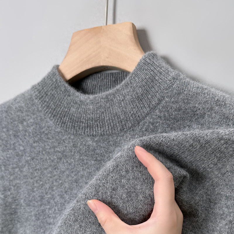 Men's sweater with stand-up collar, solid color